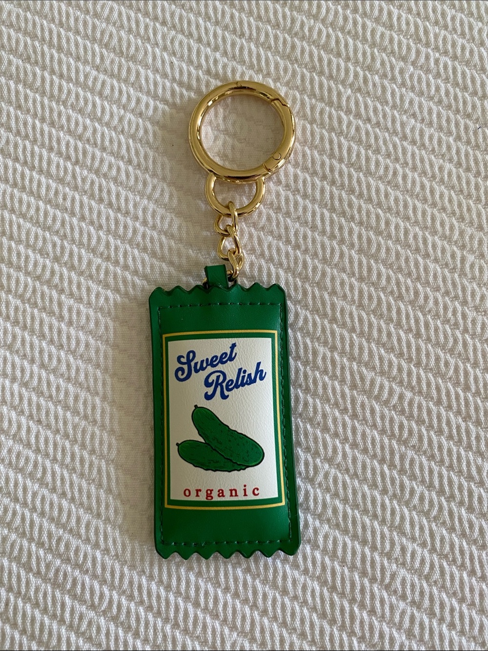 Sweet Pickle Relish Packet Green Bag Flair Charm Keychain Universal Thread